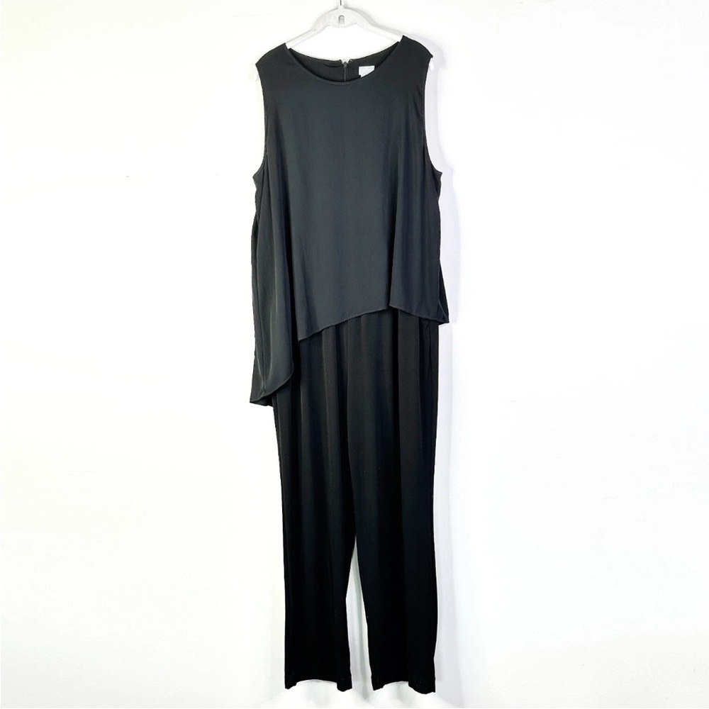 Chico's Black Asymmetrical Sleeveless pantsuit  jumpsuit Lagenlook stretchy